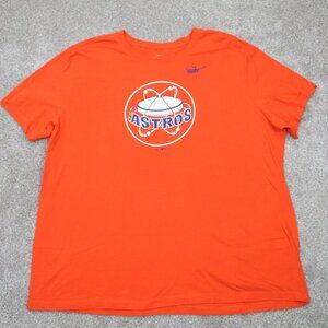 Nike Houston Astros Shirt Mens 2XL XXL Orange 100% Cotton  Short Sleeve Pullover